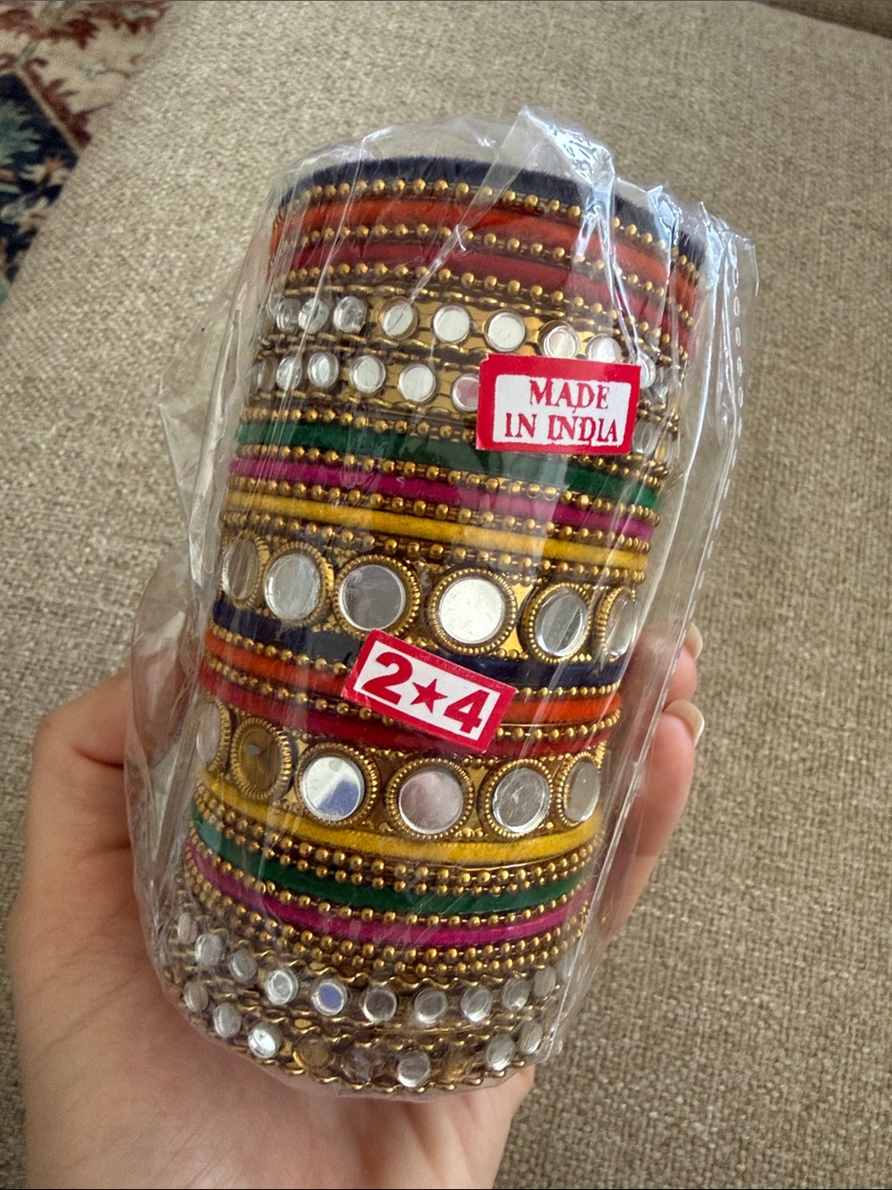 Multicolor Mirror-Embellished Indian Bangle Set